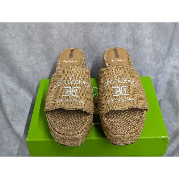 Sam Edelman Camila Wedge Sandal Sand Raffia Size 8 - Picture 3 of 6